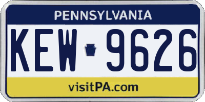 PA license plate KEW9626