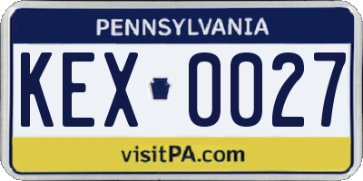 PA license plate KEX0027