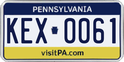 PA license plate KEX0061