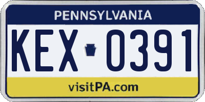 PA license plate KEX0391