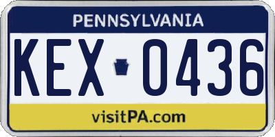 PA license plate KEX0436