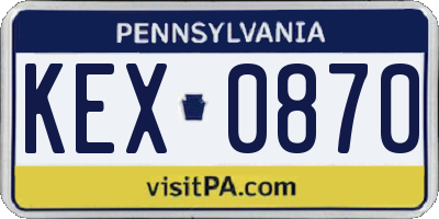PA license plate KEX0870