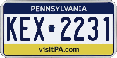 PA license plate KEX2231