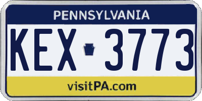 PA license plate KEX3773