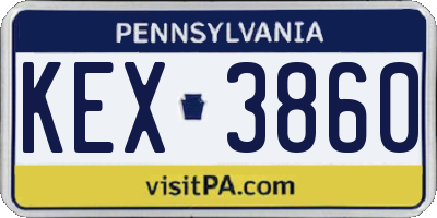 PA license plate KEX3860