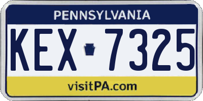PA license plate KEX7325