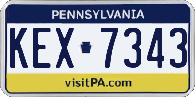 PA license plate KEX7343