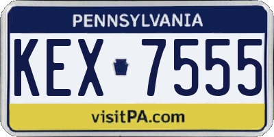 PA license plate KEX7555