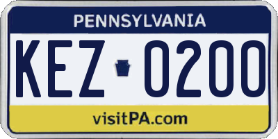 PA license plate KEZ0200