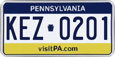 PA license plate KEZ0201