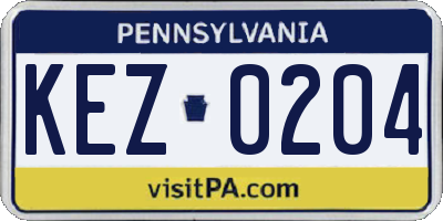 PA license plate KEZ0204