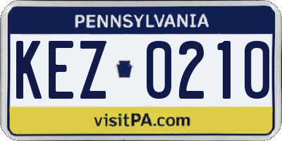PA license plate KEZ0210