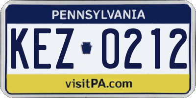 PA license plate KEZ0212