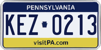 PA license plate KEZ0213