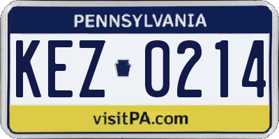 PA license plate KEZ0214