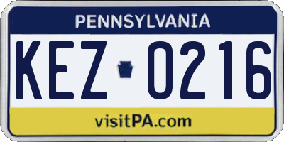 PA license plate KEZ0216