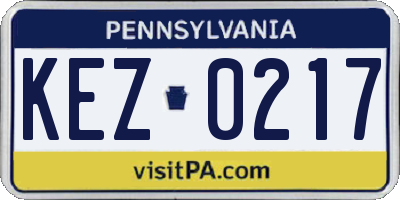 PA license plate KEZ0217