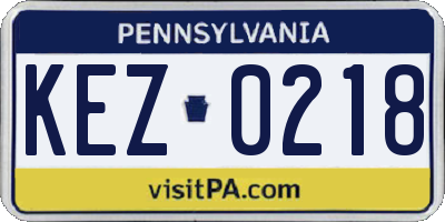 PA license plate KEZ0218