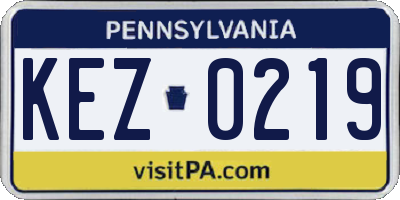 PA license plate KEZ0219