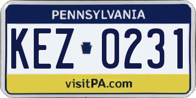 PA license plate KEZ0231