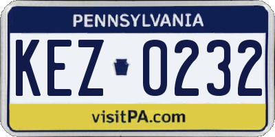 PA license plate KEZ0232