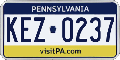 PA license plate KEZ0237
