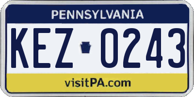 PA license plate KEZ0243
