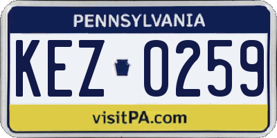 PA license plate KEZ0259