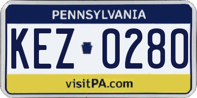 PA license plate KEZ0280