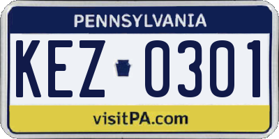 PA license plate KEZ0301