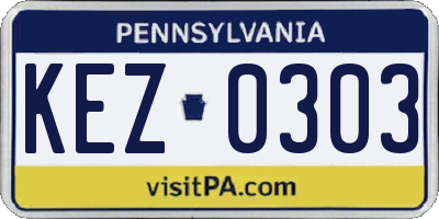 PA license plate KEZ0303