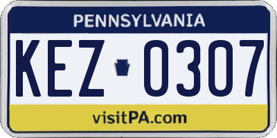 PA license plate KEZ0307