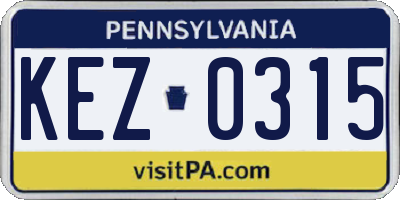 PA license plate KEZ0315