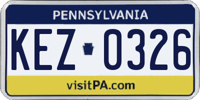 PA license plate KEZ0326