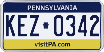 PA license plate KEZ0342