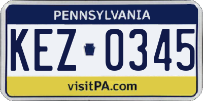 PA license plate KEZ0345