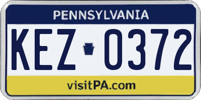 PA license plate KEZ0372