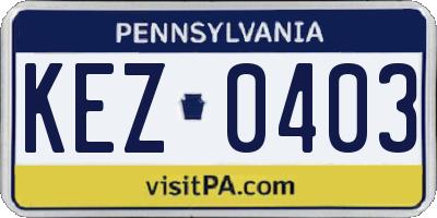 PA license plate KEZ0403