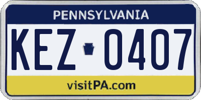 PA license plate KEZ0407