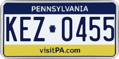 PA license plate KEZ0455