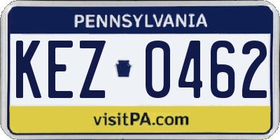 PA license plate KEZ0462