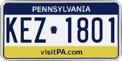 PA license plate KEZ1801