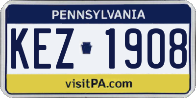 PA license plate KEZ1908