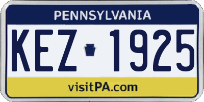 PA license plate KEZ1925