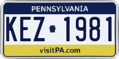 PA license plate KEZ1981