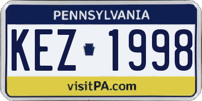 PA license plate KEZ1998