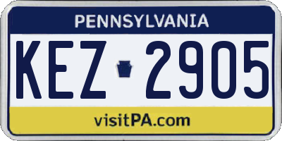 PA license plate KEZ2905