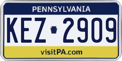 PA license plate KEZ2909