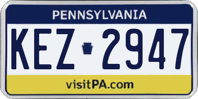 PA license plate KEZ2947