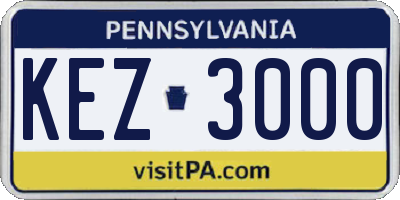 PA license plate KEZ3000